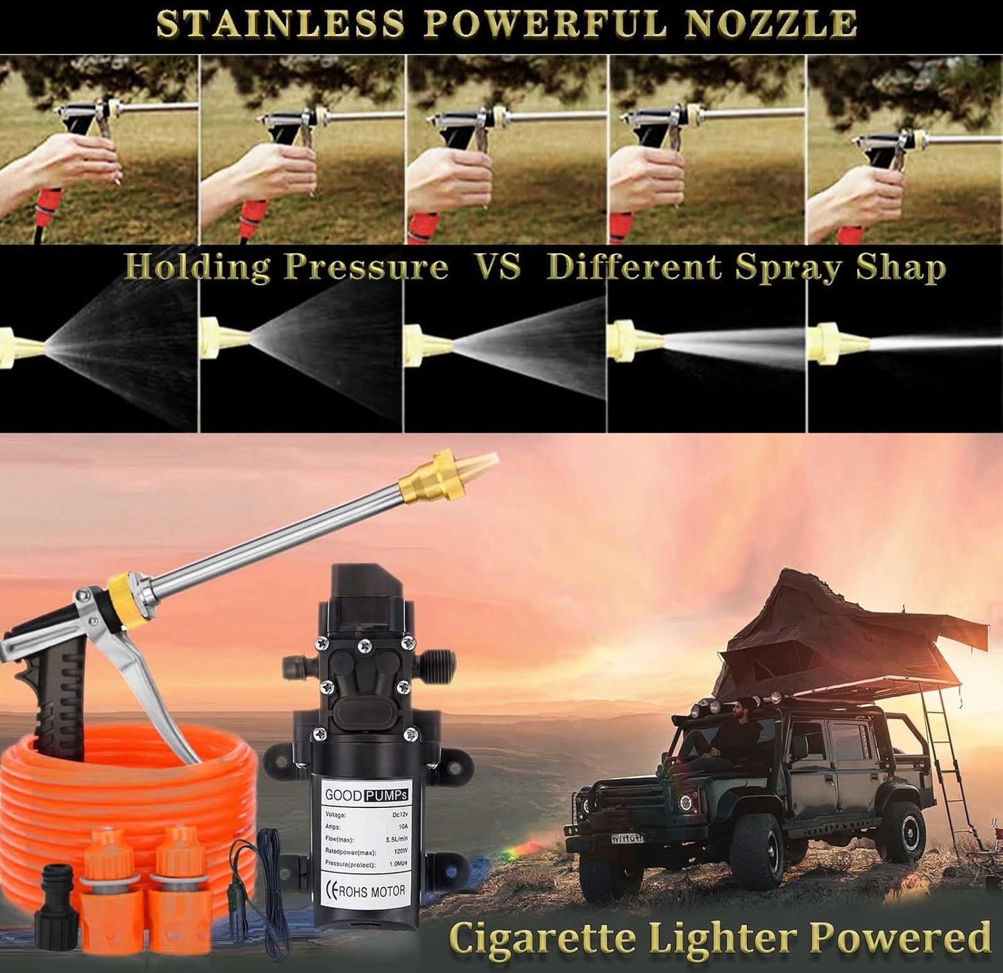 12V Car Pressure Washer, 100 PSI Portable Pressure Washer with 20Ft Washer Hose for Cars, Garden, Vehicles, Projects