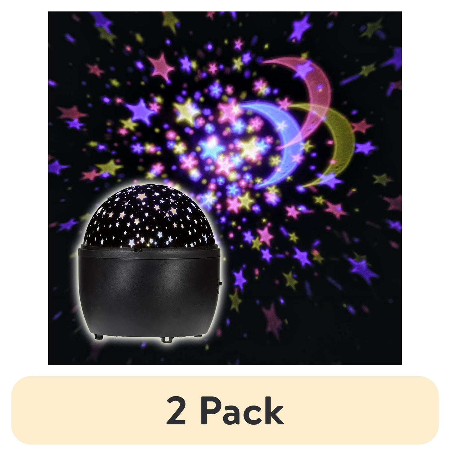 (2 Pack) Ez-Illuminations Indoor Battery Operated Multicolor LED Galaxy Table Top Projector Lamp with Timer