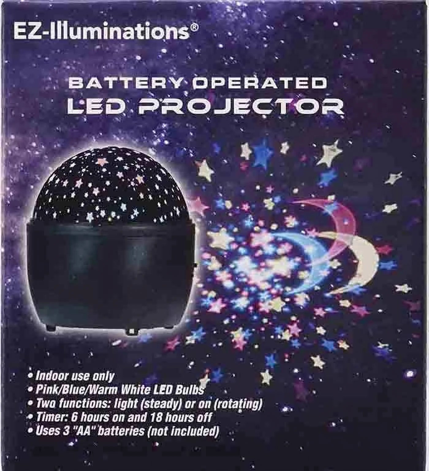 (2 Pack) Ez-Illuminations Indoor Battery Operated Multicolor LED Galaxy Table Top Projector Lamp with Timer