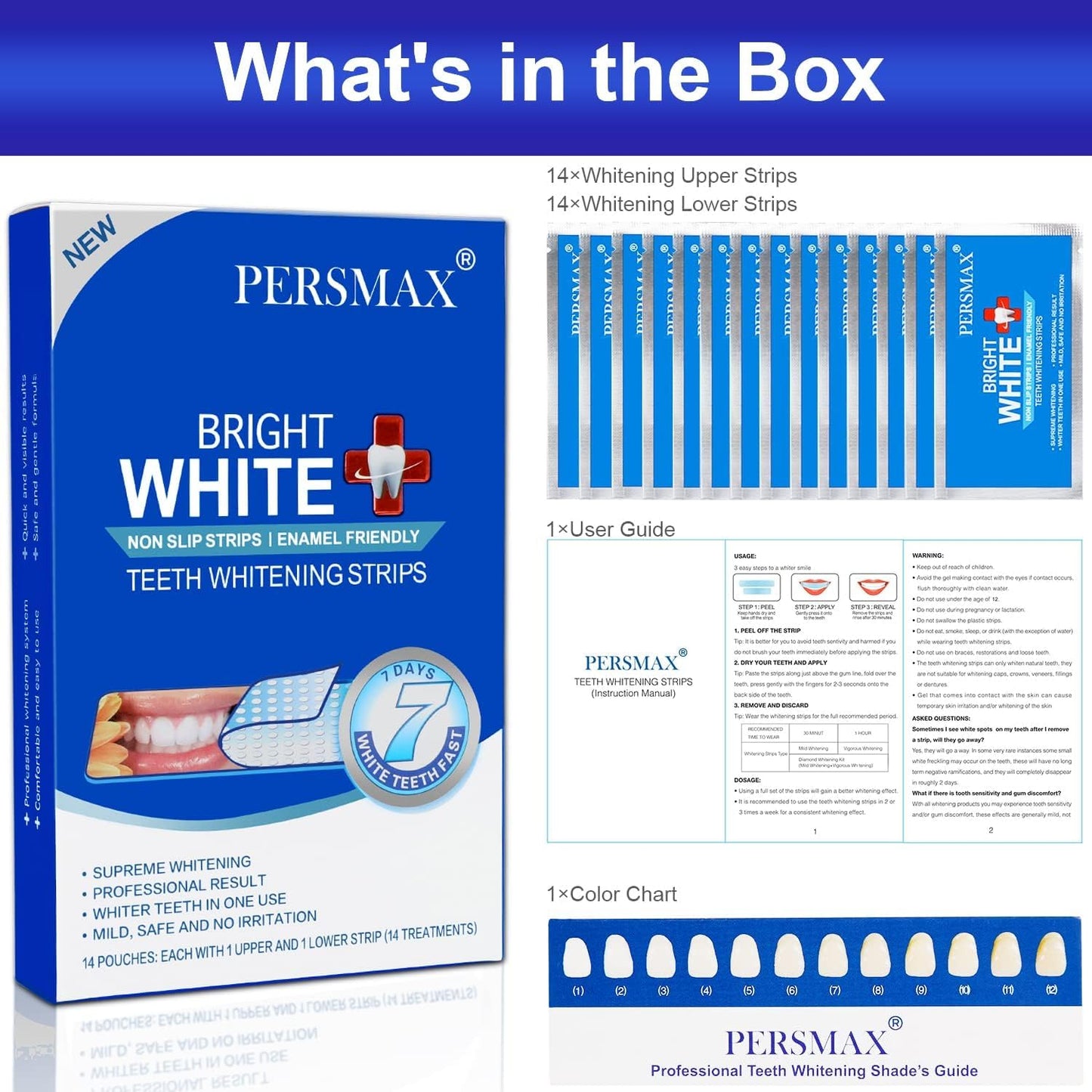 Teeth Whitening Strips – Professional Dentist Approved, Gum-Safe Formula, 28 Non-Slip Strips Kit, 14 Treatment, Pain-Free Express Whitening in 30 Min, Easy to Use for Bright Smile