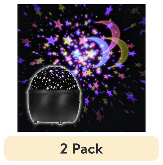 (2 Pack) Ez-Illuminations Indoor Battery Operated Multicolor LED Galaxy Table Top Projector Lamp with Timer