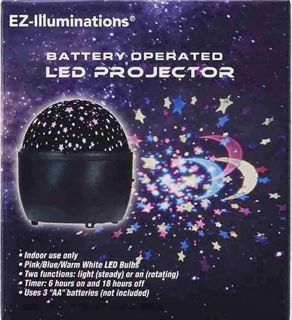 (2 Pack) Ez-Illuminations Indoor Battery Operated Multicolor LED Galaxy Table Top Projector Lamp with Timer