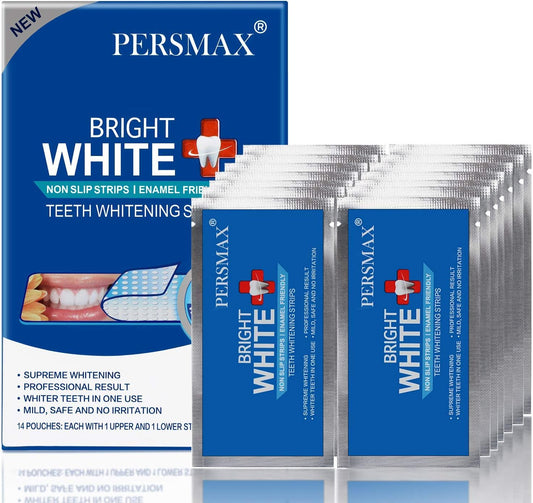Teeth Whitening Strips – Professional Dentist Approved, Gum-Safe Formula, 28 Non-Slip Strips Kit, 14 Treatment, Pain-Free Express Whitening in 30 Min, Easy to Use for Bright Smile