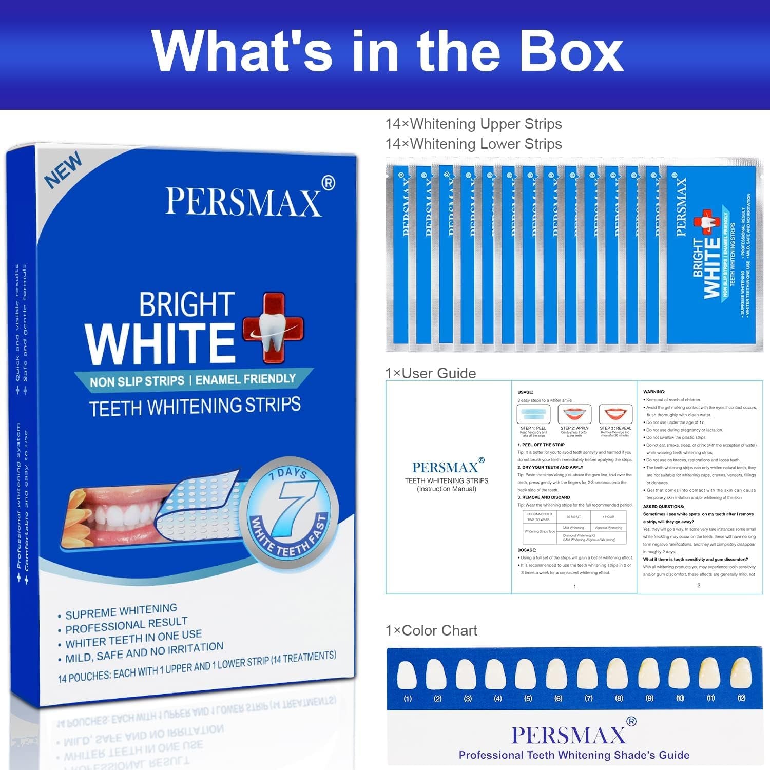 Teeth Whitening Strips – Professional Dentist Approved, Gum-Safe Formula, 28 Non-Slip Strips Kit, 14 Treatment, Pain-Free Express Whitening in 30 Min, Easy to Use for Bright Smile
