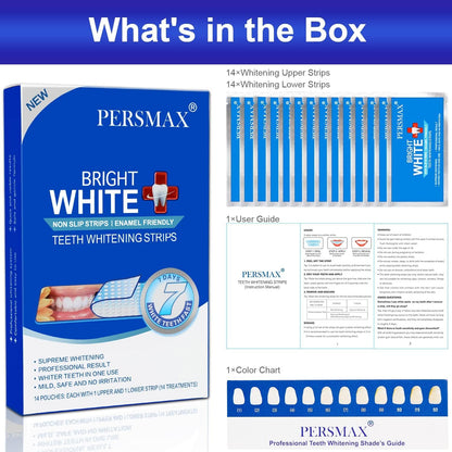 Teeth Whitening Strips – Professional Dentist Approved, Gum-Safe Formula, 28 Non-Slip Strips Kit, 14 Treatment, Pain-Free Express Whitening in 30 Min, Easy to Use for Bright Smile