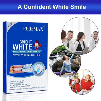 Teeth Whitening Strips – Professional Dentist Approved, Gum-Safe Formula, 28 Non-Slip Strips Kit, 14 Treatment, Pain-Free Express Whitening in 30 Min, Easy to Use for Bright Smile
